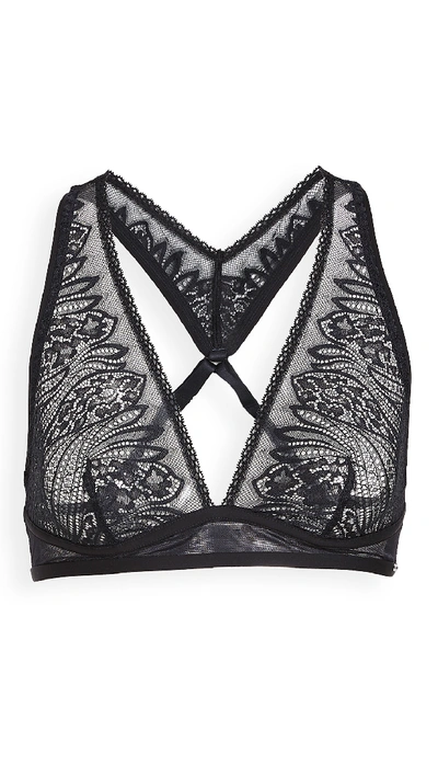 Shop Calvin Klein Underwear Ck Wave Lace Unlined Bralette In Black