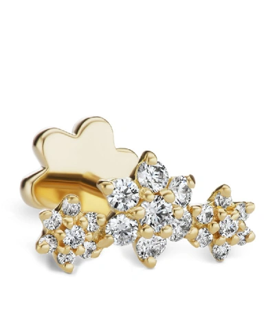 Shop Maria Tash Yellow Gold Three Flower Garland Diamond Threaded Stud Earring