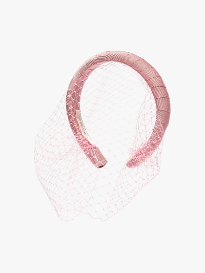 Shop Jennifer Behr Pink Blush Attica Veil Silk Headband