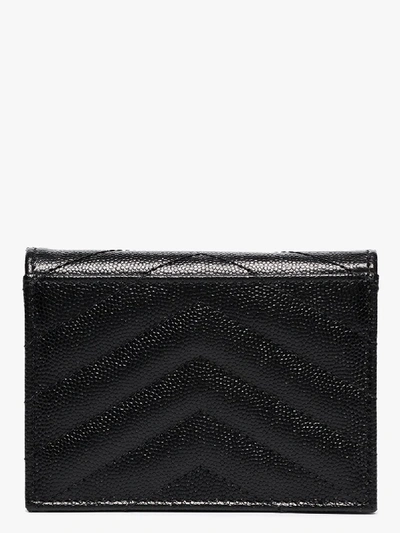 Shop Saint Laurent Slp Mono Gld Hw Wallet In Black