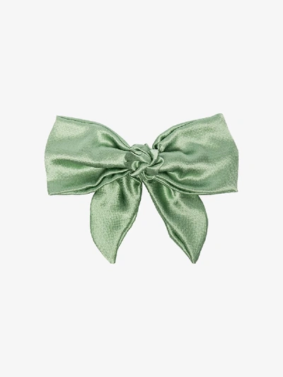 Shop Jennifer Behr Green Naples Silk Bow Hair Clip