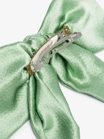 Shop Jennifer Behr Green Naples Silk Bow Hair Clip