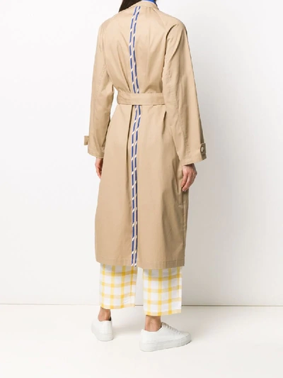 Sjyp Contrast Trench Coat In Neutrals