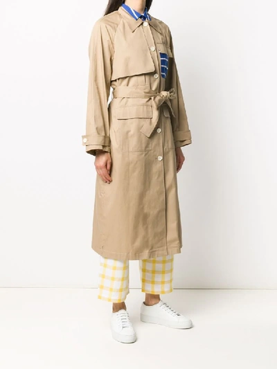 Sjyp Contrast Trench Coat In Neutrals