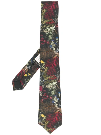 Shop Alexander Mcqueen Foliage Print Tie In Brown