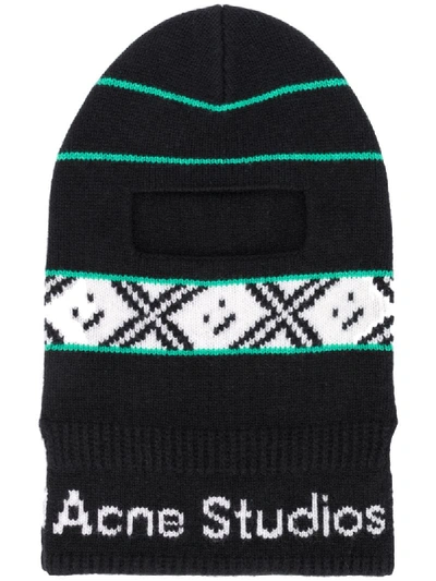 Shop Acne Studios Intarsia-knit Balaclava In Black