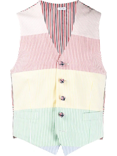 Shop Thom Browne Seerscker Rainbow Stripe Vest In Pink