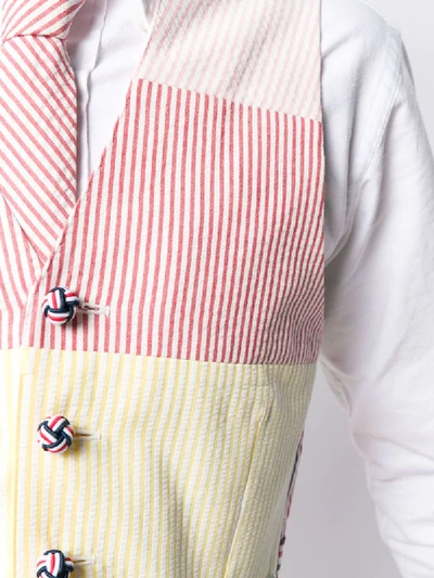 Shop Thom Browne Seerscker Rainbow Stripe Vest In Pink