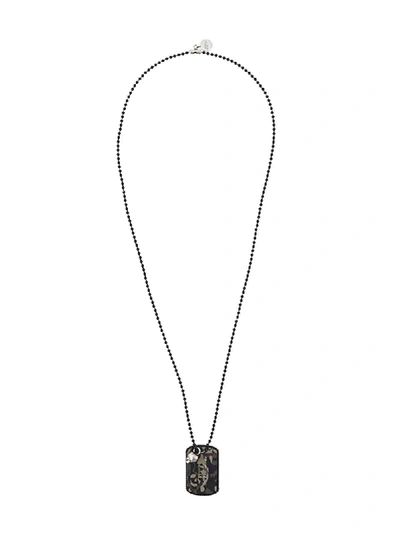 Shop Alexander Mcqueen Camouflage Identity Tag Necklace In Black