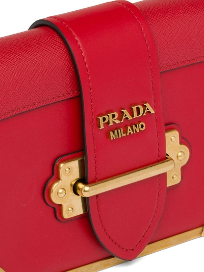 Shop Prada Cahier Shoulder Bag In Red