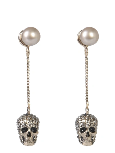 Shop Alexander Mcqueen Skull Earrings In Oro