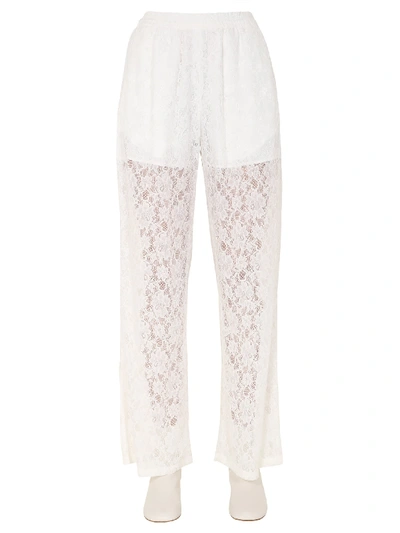 Shop Mm6 Maison Margiela Wide Trousers In Bianco