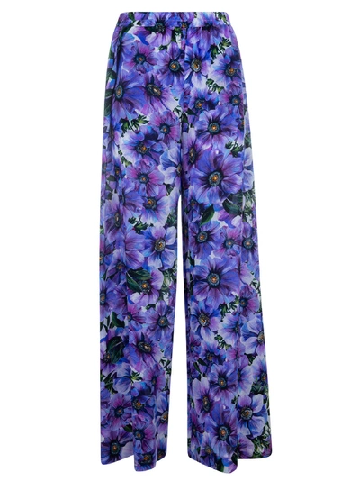 Shop Dolce & Gabbana All-over Floral Printed Trousers In Viola