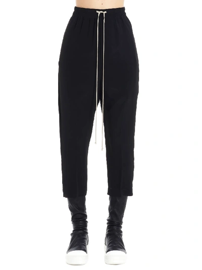 Shop Rick Owens Drawstring Cropped Astaires Pants In Nero