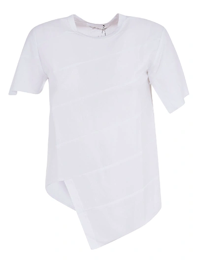 Shop Comme Des Garçons Comme Des Garçons Asymmetric Hem Short-sleeved T-shirt In Bianco