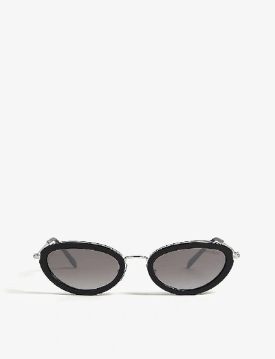 Shop Miu Miu Délice Tortoiseshell Oval-frame Sunglasses