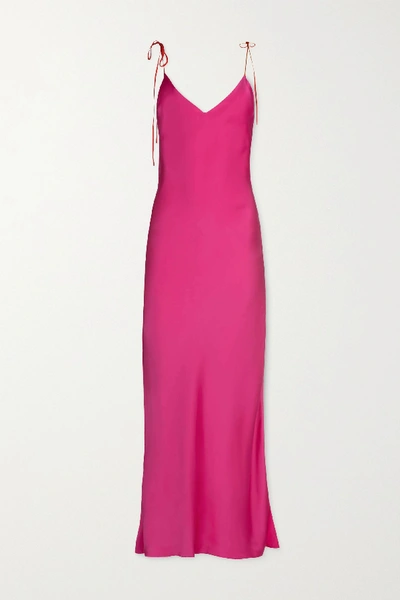 Shop Dannijo Silk-satin Midi Dress In Bright Pink