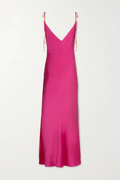 Shop Dannijo Silk-satin Midi Dress In Bright Pink