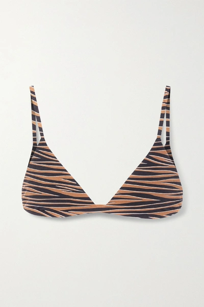 Shop Anemone Tiger-print Bikini Top In Tan