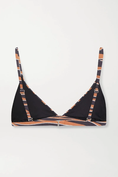 Shop Anemone Tiger-print Bikini Top In Tan