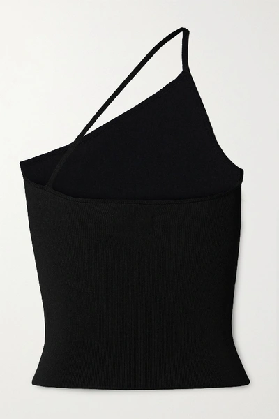 Shop Deveaux One-shoulder Stretch-knit Top In Black
