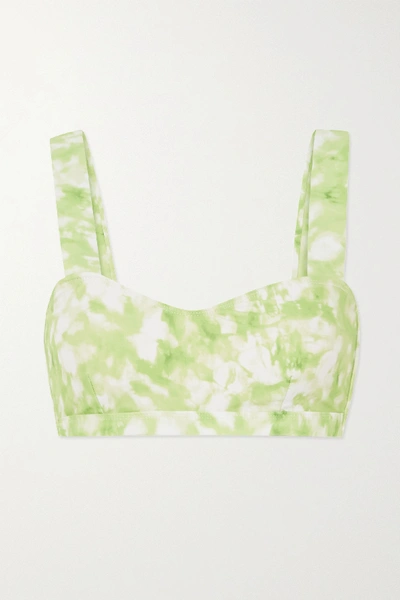 Shop Faithfull The Brand Net Sustain Provence Tie-dyed Bikini Top In Lime Green