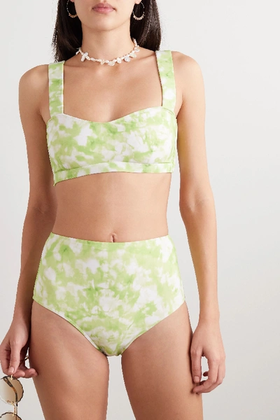 Shop Faithfull The Brand Net Sustain Provence Tie-dyed Bikini Top In Lime Green