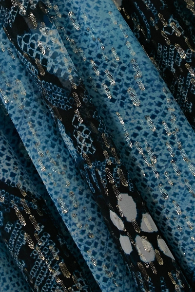 Shop Ulla Johnson Adora Printed Fil Coupé Silk-chiffon Midi Dress In Blue