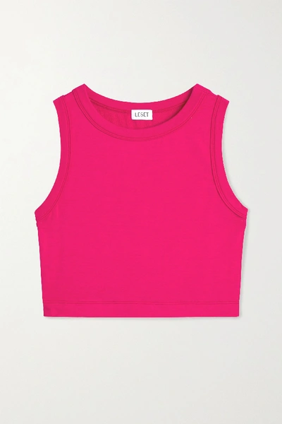 Shop Leset Cropped Stretch-terry Tank In Bright Pink
