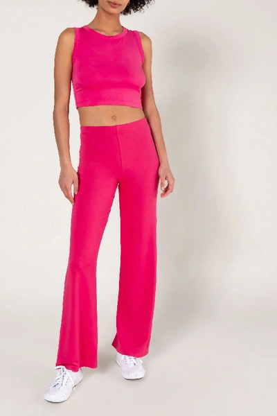 Shop Leset Cropped Stretch-terry Tank In Bright Pink