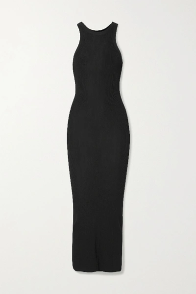Shop Totême Espera Ribbed-knit Maxi Dress In Black