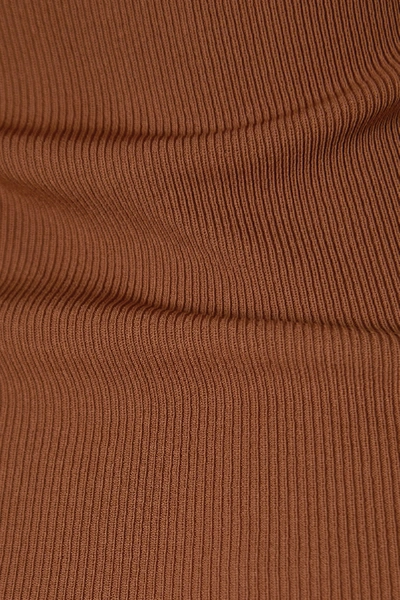 Shop Totême Espera Ribbed-knit Maxi Dress In Brown