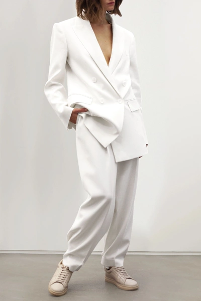 Shop The Frankie Shop Elvira Belted Woven Pants In White