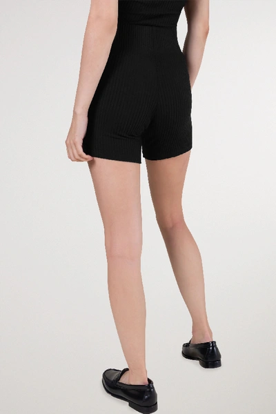 Shop Leset Alison Ribbed Stretch-knit Shorts In Black