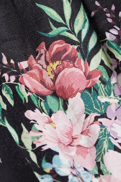 Shop Zimmermann Bellitude Floral-print Linen Tapered Pants In Navy