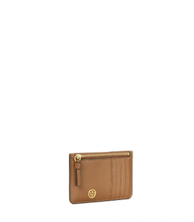 Tory Burch Walker Leather Top Zip Card Case