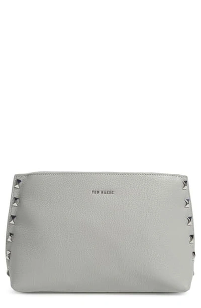 Shop Ted Baker Jemira Bow Leather Clutch In Light Grey