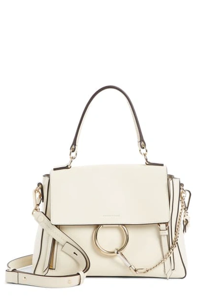 Shop Chloé Mini Faye Day Leather Crossbody Bag In Off White