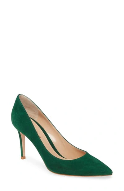 Shop Gianvito Rossi Pointed Toe Pump In Leaf Suede