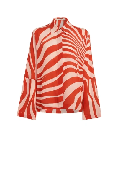 Shop Roberto Cavalli Zebra Avantgarde Print Silk Shirt In Orange