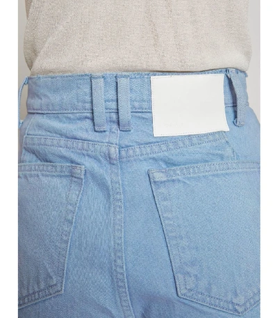 Shop Proenza Schouler White Label Bleached Denim Wide Cropped Jeans In Periwinkle Bleach/blue