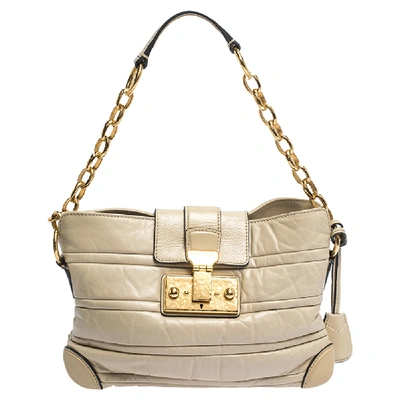 Pre-owned Marc Jacobs Beige Leather Lock Flap Chain Shoulder Bag