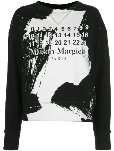 Shop Maison Margiela Paint-effect Sweatshirt In Black