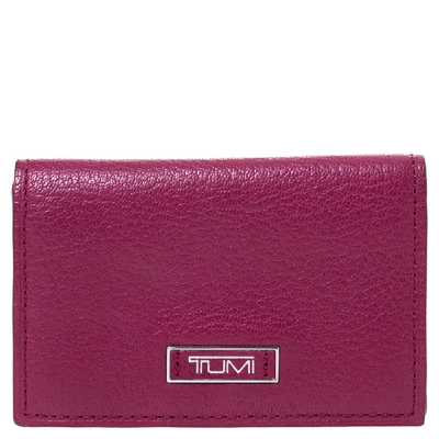 Pre-owned Tumi Fuchsia Leather Card Holder In Pink