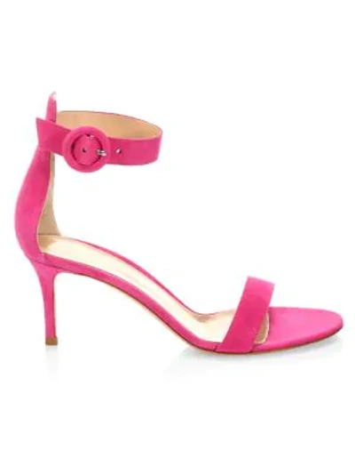 Shop Gianvito Rossi Women's Portofino Suede Sandals In Fuchsia