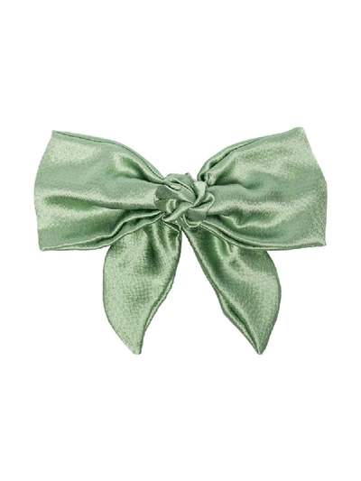 Shop Jennifer Behr Naples Hammered Silk Hair Clip In Green