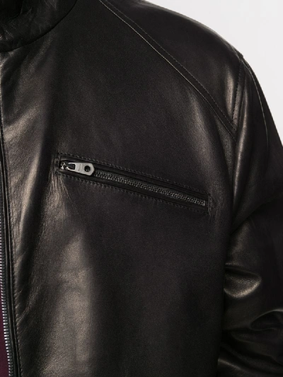 Shop Ferragamo Zip-front Long-sleeve Jacket In Black