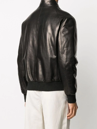 Shop Ferragamo Zip-front Long-sleeve Jacket In Black