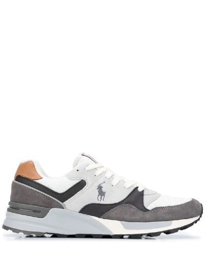 Shop Polo Ralph Lauren Trackster Pony Running Sneakers In Neutrals