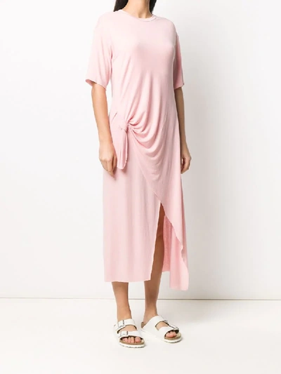 Shop Aeron Knot Detail Midi T-shirt Dress In Pink